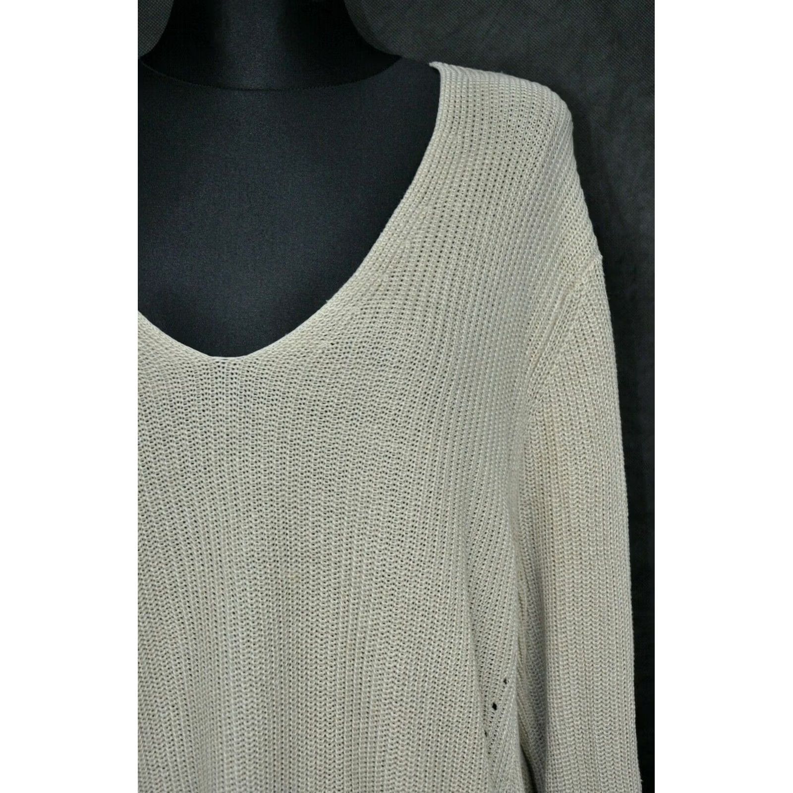 Acne Studios ACNE STUDIOS DEBORAH CHUNKY OVERSIZED LINEN SWEATER M Beige Womens Pullover Long Sleeve V-Neck Size M Size M / US 6-8 / IT 42-44 - 5 Thumbnail
