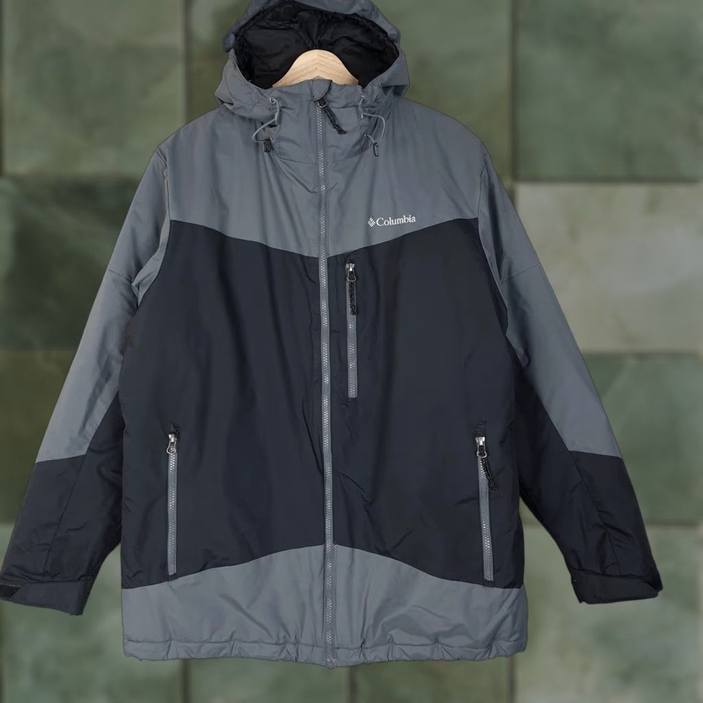 Vintage Columbia Jacket Mens Large Gray Hooded Insulated Thermal Coil Parka Zipper Pockets Stand-Up Collar Mid-Length Size US L / EU 52-54 / 3 - 1 Thumbnail