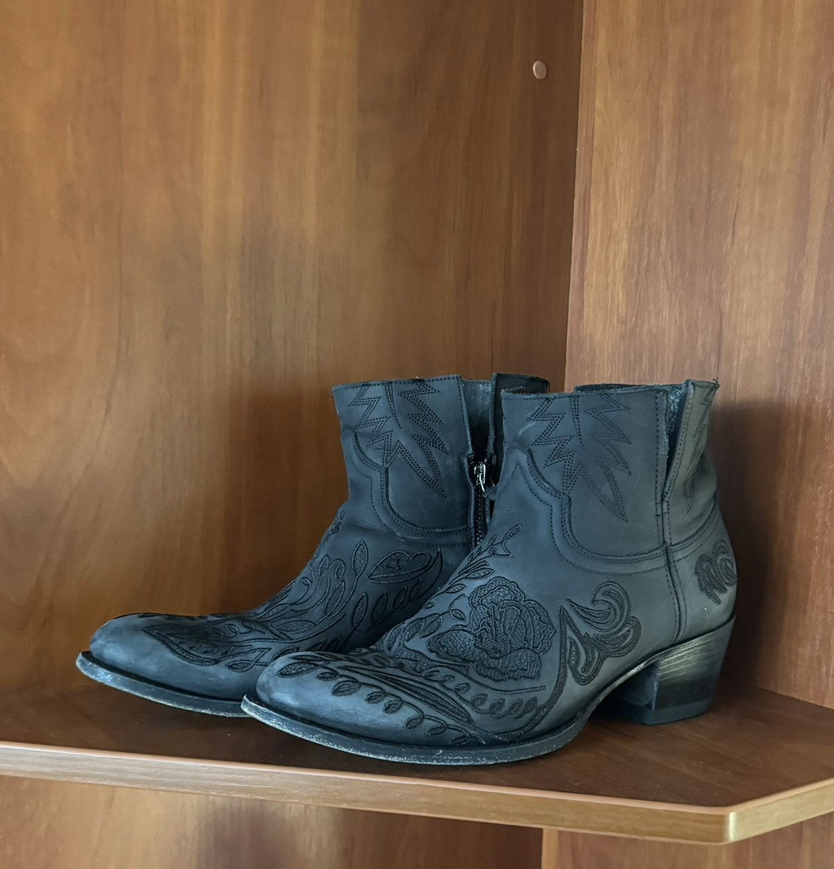 Sendra × Vintage Sendra 39 Wmns black leather cowboy boots hi top Size US 9 / IT 39 - 13 Thumbnail