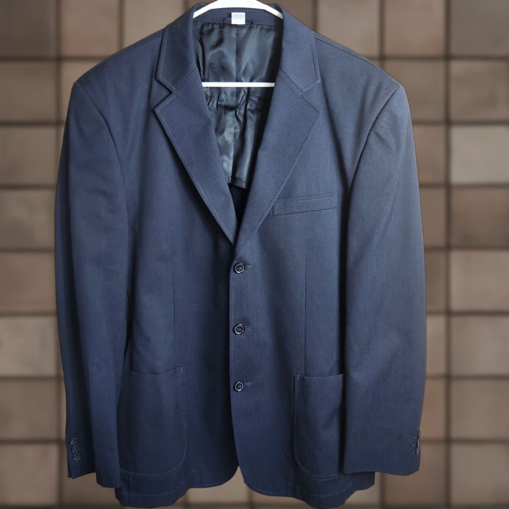 Vintage Alex Cannon Sport Coat Blazer |XL| Navy Cotton Polyester 3 Button Notch Lapel Single-Breasted Men's Coat Size 46R - 1 Thumbnail