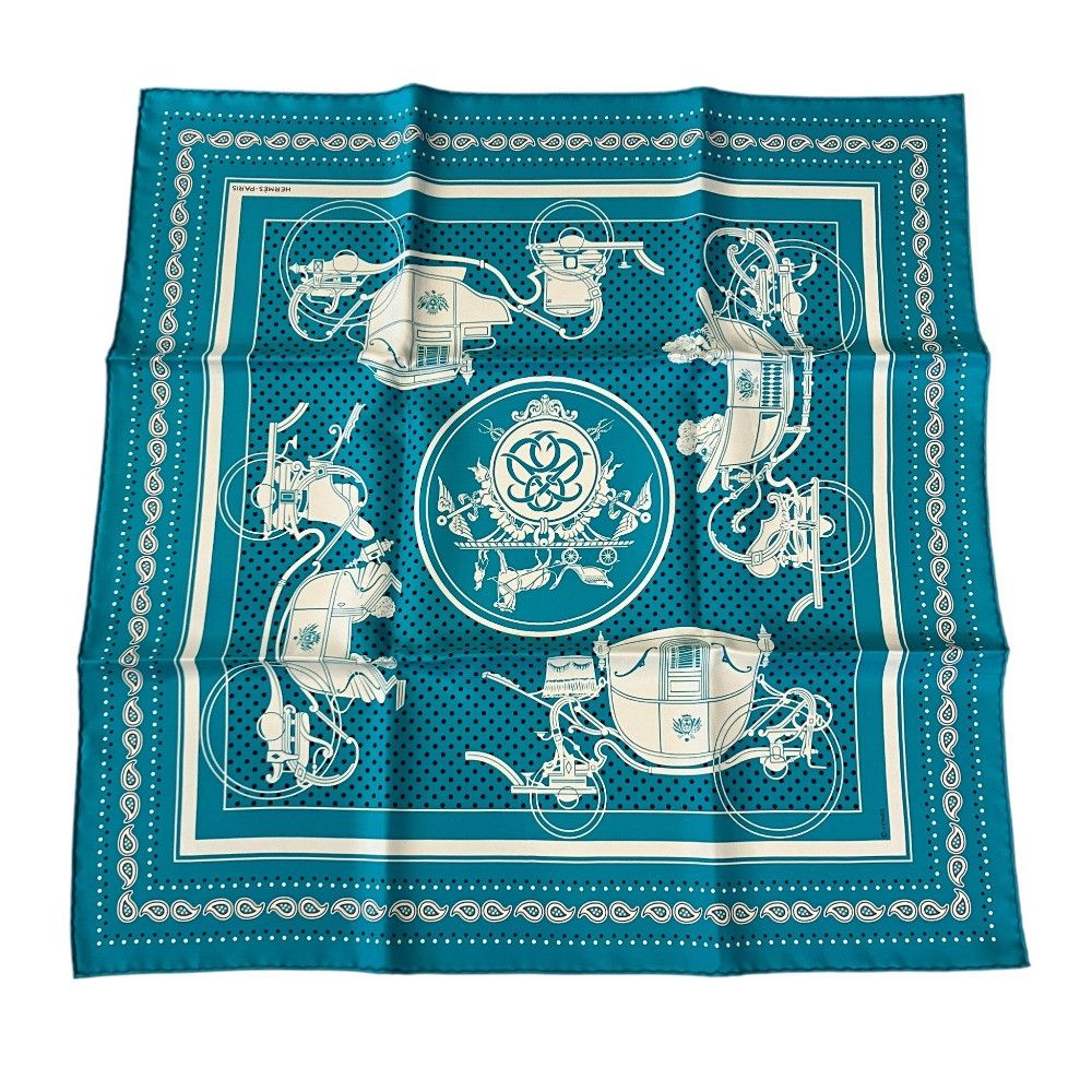 Hermes Hermes Hermes Carre55 Ex-Libris Turquoise Scarf Textile Scarf DUTY FREE for USA Size ONE SIZE - 1 Thumbnail