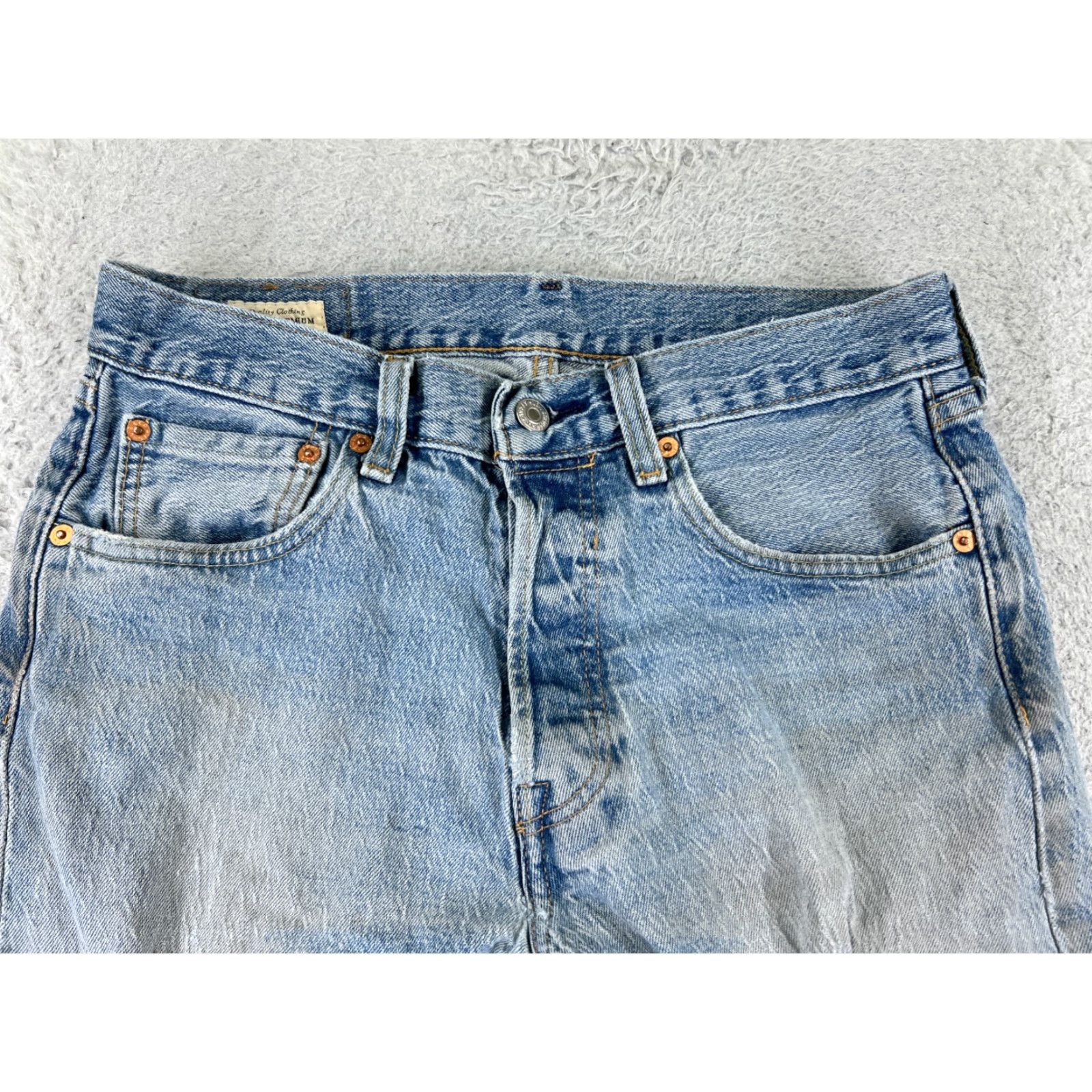 Levi's VINTAGE Levis Jeans 501 Levi'S 501 Series Denim Button Fly 28x26 Blue 501 Model Mens Adult Regular Straight Distressed 5-Pocket Denim Jeans Size US 31 - 4 Thumbnail