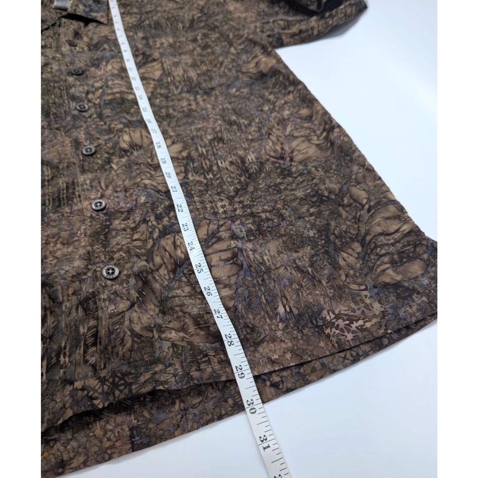 Vintage Johari West Shirt Mens Medium Brown Batik Leaf Hawaiian Abstract Button Up Size US M / EU 48-50 / 2 - 4 Thumbnail