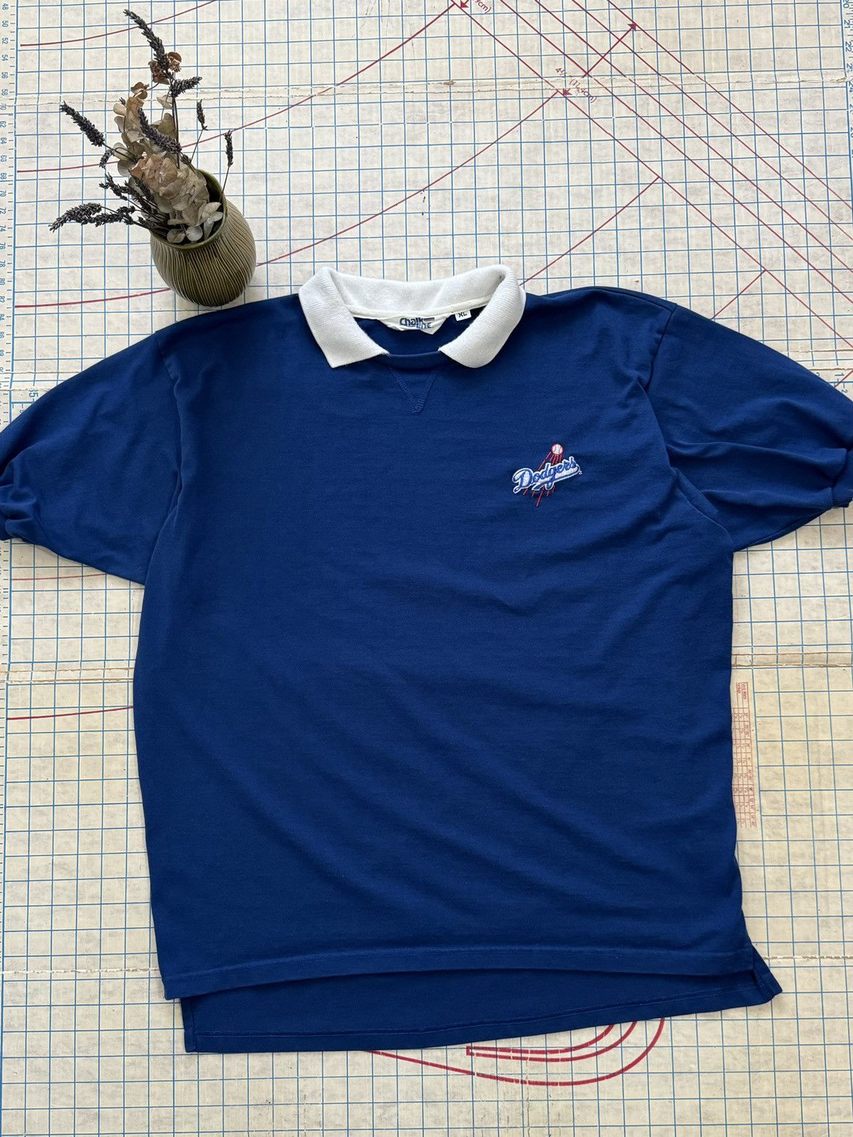 Vintage Chalk Line LA Dodgers Collared T-Shirt Size XL Blue