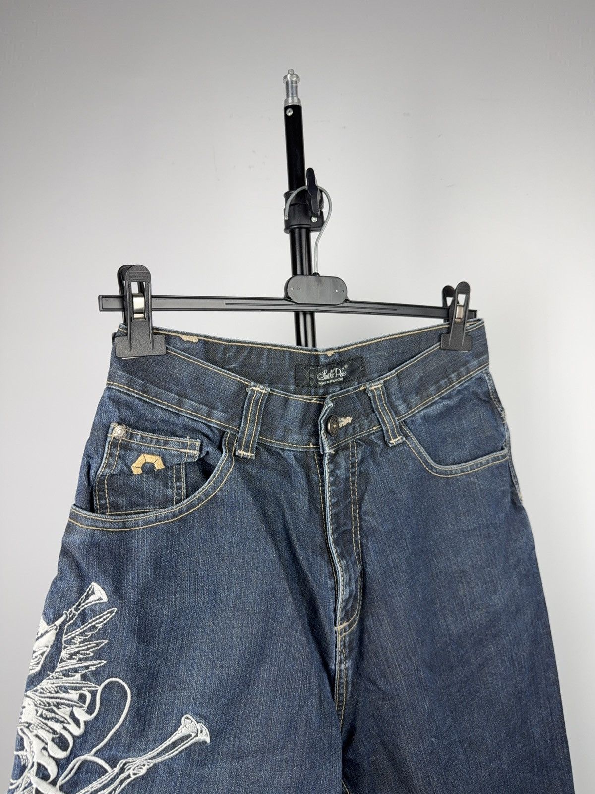 Southpole Crazy 00s South Pole Y2K Embroidered Denim Shorts Size 28 Size 28" / US 6 / IT 42 - 13 Thumbnail