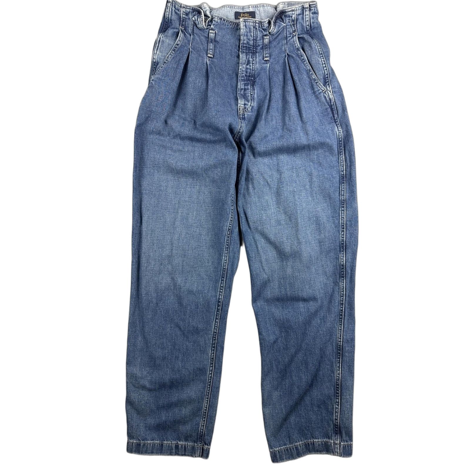 Polo Ralph Lauren Polo Ralph Lauren Jeans Womens 25R Blue High Rise Pleated Relaxed Tapered Denim Size 42" / US 20 - 1 Thumbnail