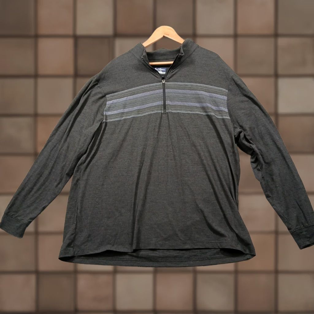 Hogan Ben Hogan Performance Gray Long Sleeve Quarter Zip Polo Men 2XL Striped Pullover Golf Size US XXL / EU 58 / 5 - 1 Thumbnail
