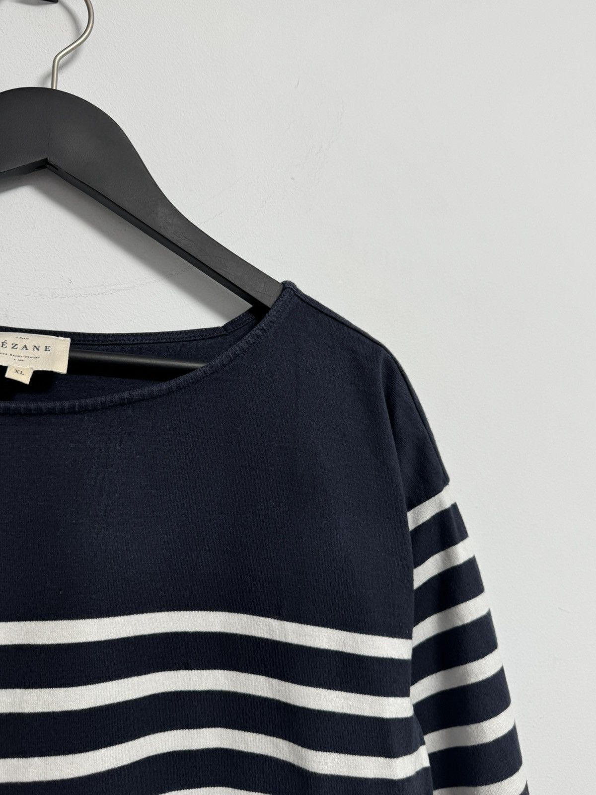 Sezane Sezane Women Long Sleeve Navy Blue Striped Organic T-shirt Size XL / US 12-14 / IT 48-50 - 4 Thumbnail