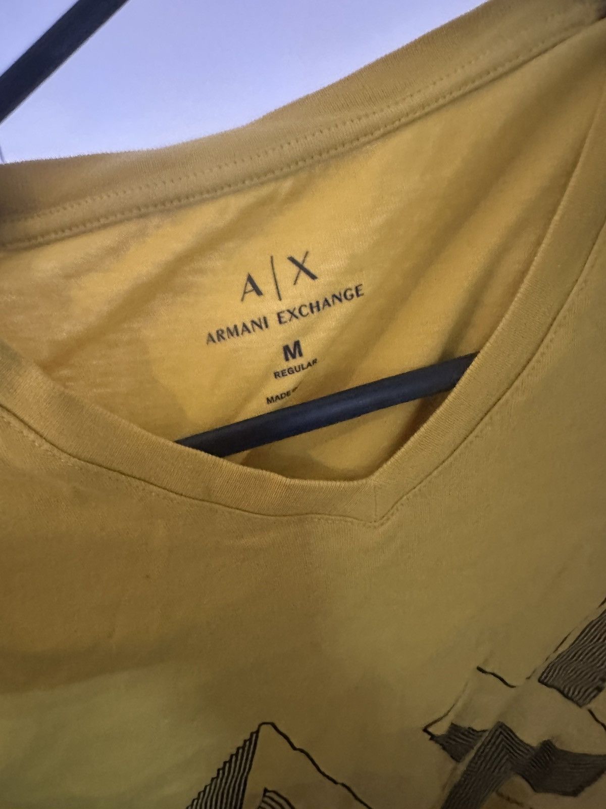 Armani Exchange Armani Yellow V-Neck Tee Size US S / EU 44-46 / 1 - 3 Thumbnail