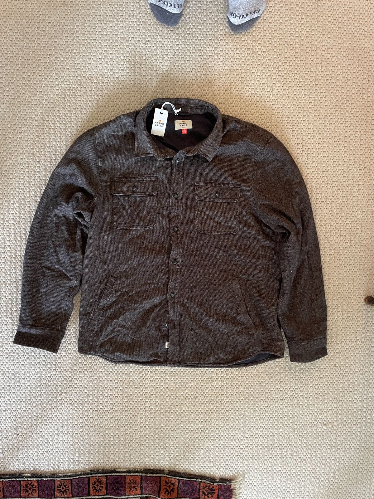 image of Marine Layer Signature Lined Camping Shirt in Brown, Men's (Size XL)