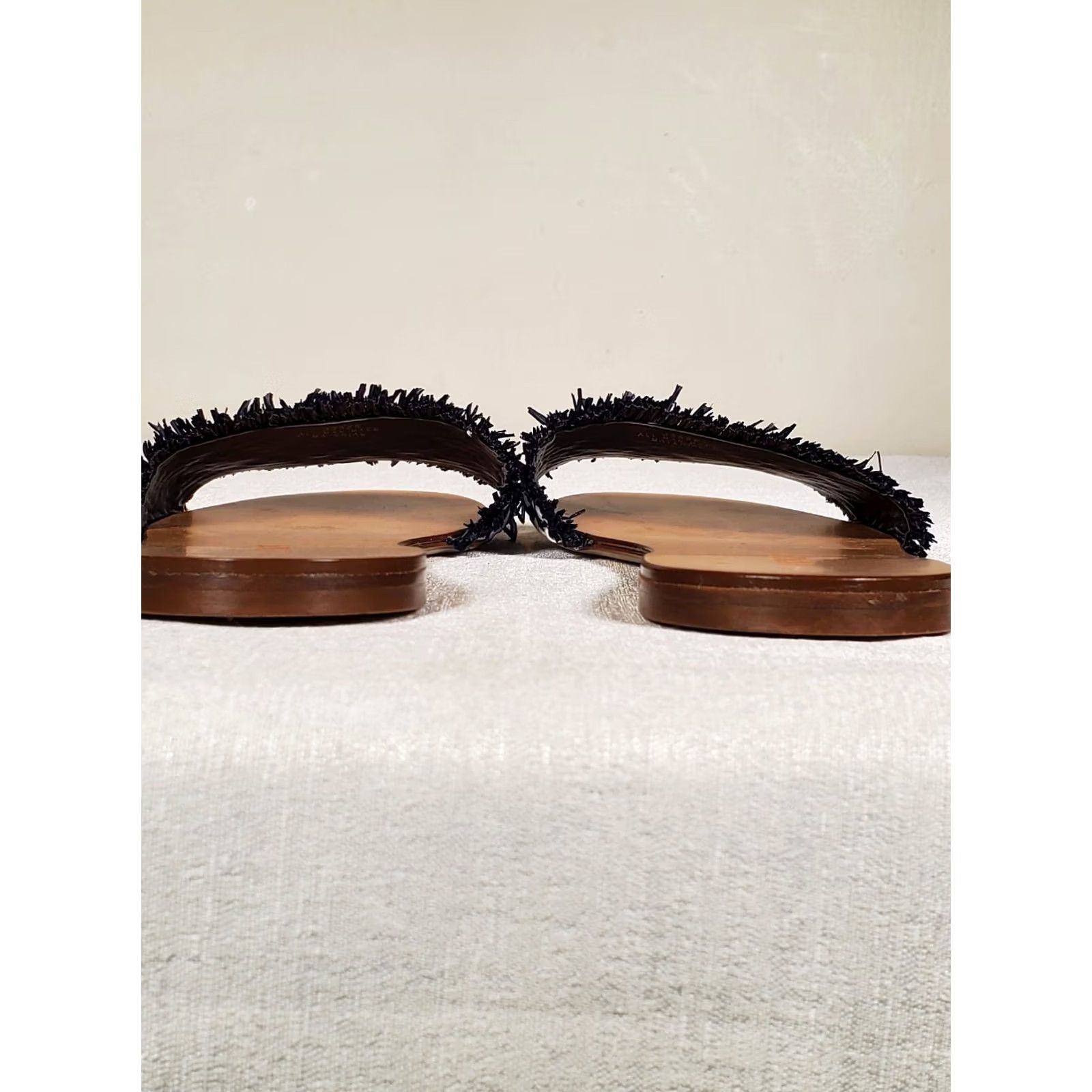 J.Crew J.Crew Sandals Woven Raffia Navy Blue / White Slip On Slides Women US 8.5 Italy Summer Casual Size US 9 / IT 39 - 5 Thumbnail