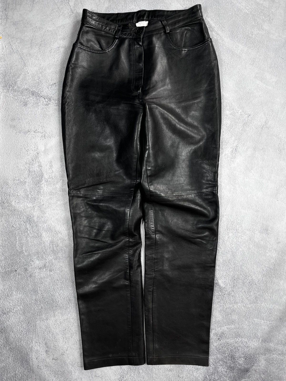 Genuine Leather × Leather × Vintage Vintage Y2K leather biker unisex pants avant garde opium Size US 30 / EU 46 - 1 Thumbnail