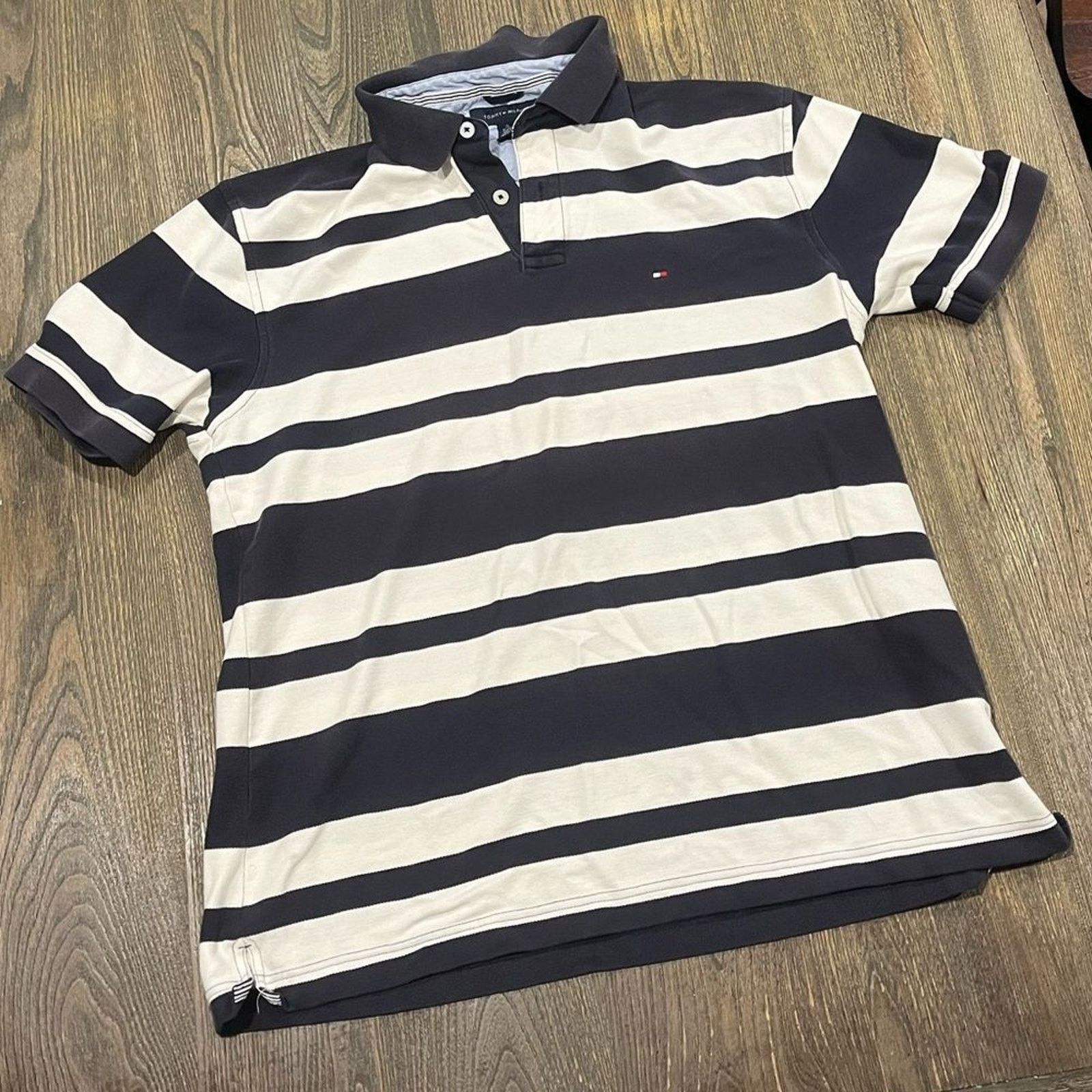 Tommy Hilfiger Tommy Hilfiger Polo Shirt Stripe Short Sleeve Black White XL Size US XL / EU 56 / 4 - 1 Thumbnail