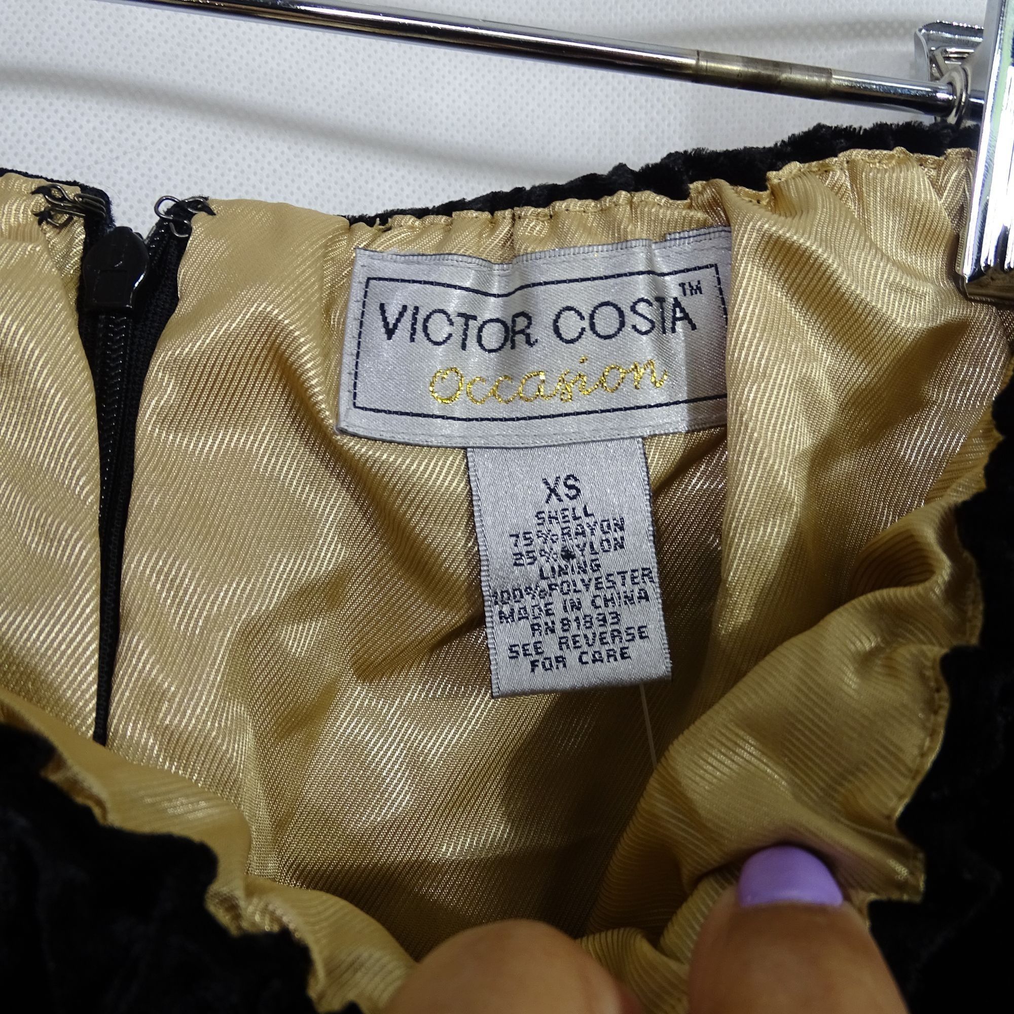 Other Vintage Victor Costa Occasion Black Velvet Skirt Size XS Size 24" / US 00 / IT 34 - 7 Thumbnail