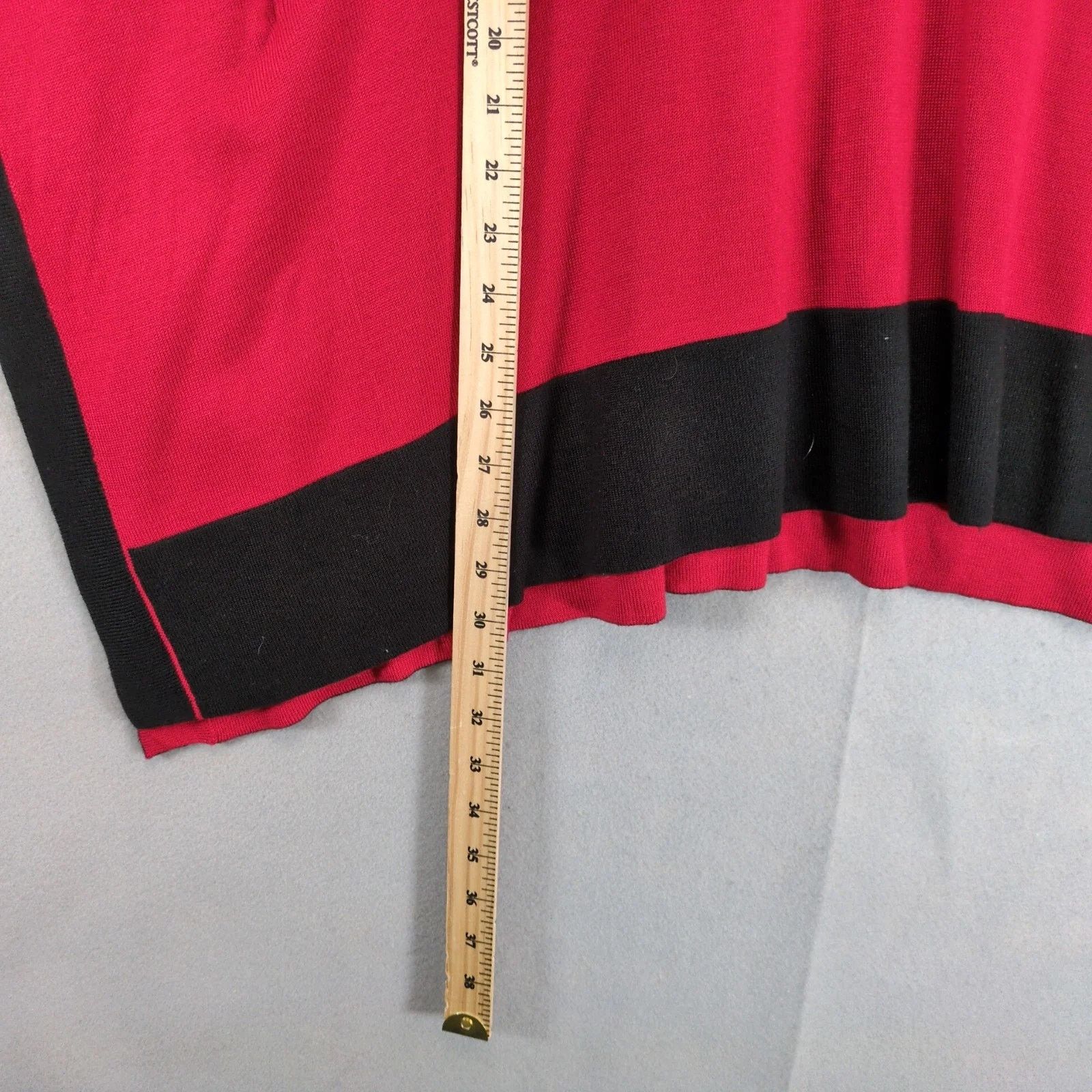 Calvin Klein Calvin Klein Red & Black Soft Knit Poncho Sweater Womens S/M Size M / US 6-8 / IT 42-44 - 7 Thumbnail