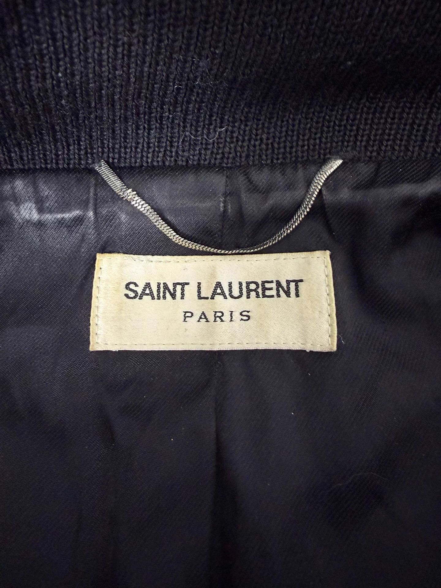 Saint Laurent Paris SLP 16ss black white leather thick wool bball jkt 50 Size US M / EU 48-50 / 2 - 5 Thumbnail