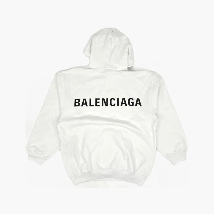 Balenciaga Balenciaga Balenciaga White Hooded Long Sleeve Sweatshirt Size US L / EU 52-54 / 3 - 3 Thumbnail