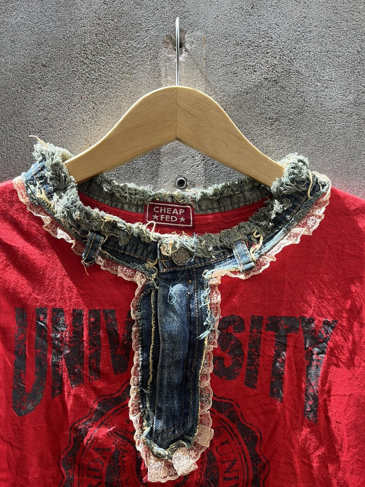 Handmade CHEAP★FED★ College Grunge Top – Japan Punk Y2K Size US XS / EU 42 / 0 - 3 Thumbnail