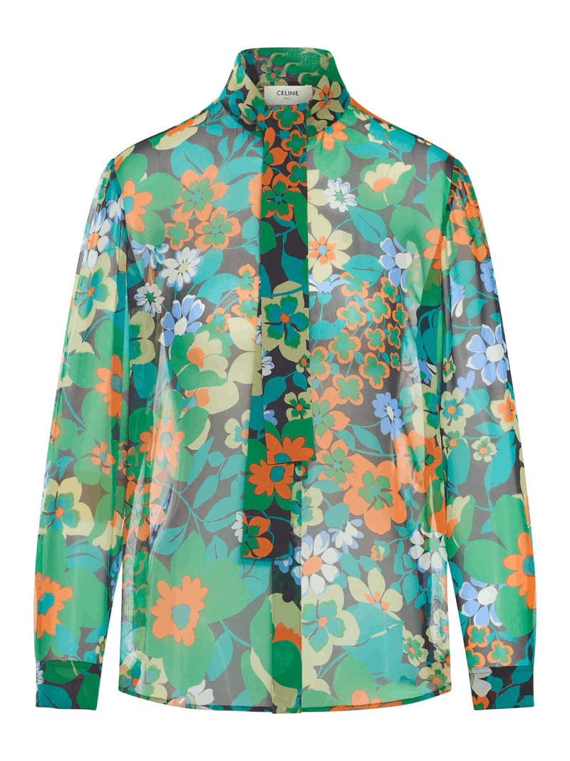 Celine CELINE Green/Orange Silk Shirt New & Authentic Size ONE SIZE - 3 Thumbnail