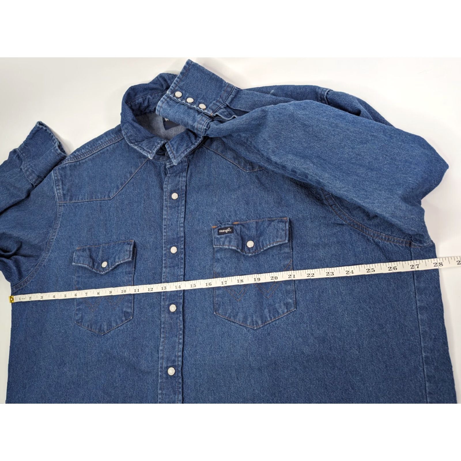 Wrangler Wrangler Blue Denim Pearl Snap L/S Western Shirt Men's 2XL Cowgirl Rodeo Size US XXL / EU 58 / 5 - 6 Thumbnail