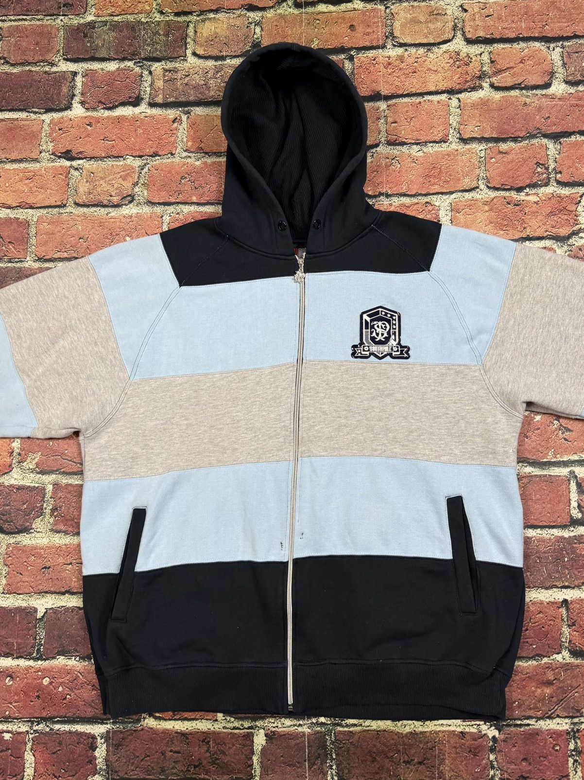 Southpole Vintage Southpole Zip-Up Hoodie Sweatshirt Blue Striped Y2K Size US XXL / EU 58 / 5 - 3 Thumbnail