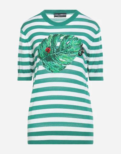 Dolce & Gabbana o1y0925 Cashmere Blend Sweater in Green/White Size XS / US 0-2 / IT 36-38 - 1 Thumbnail