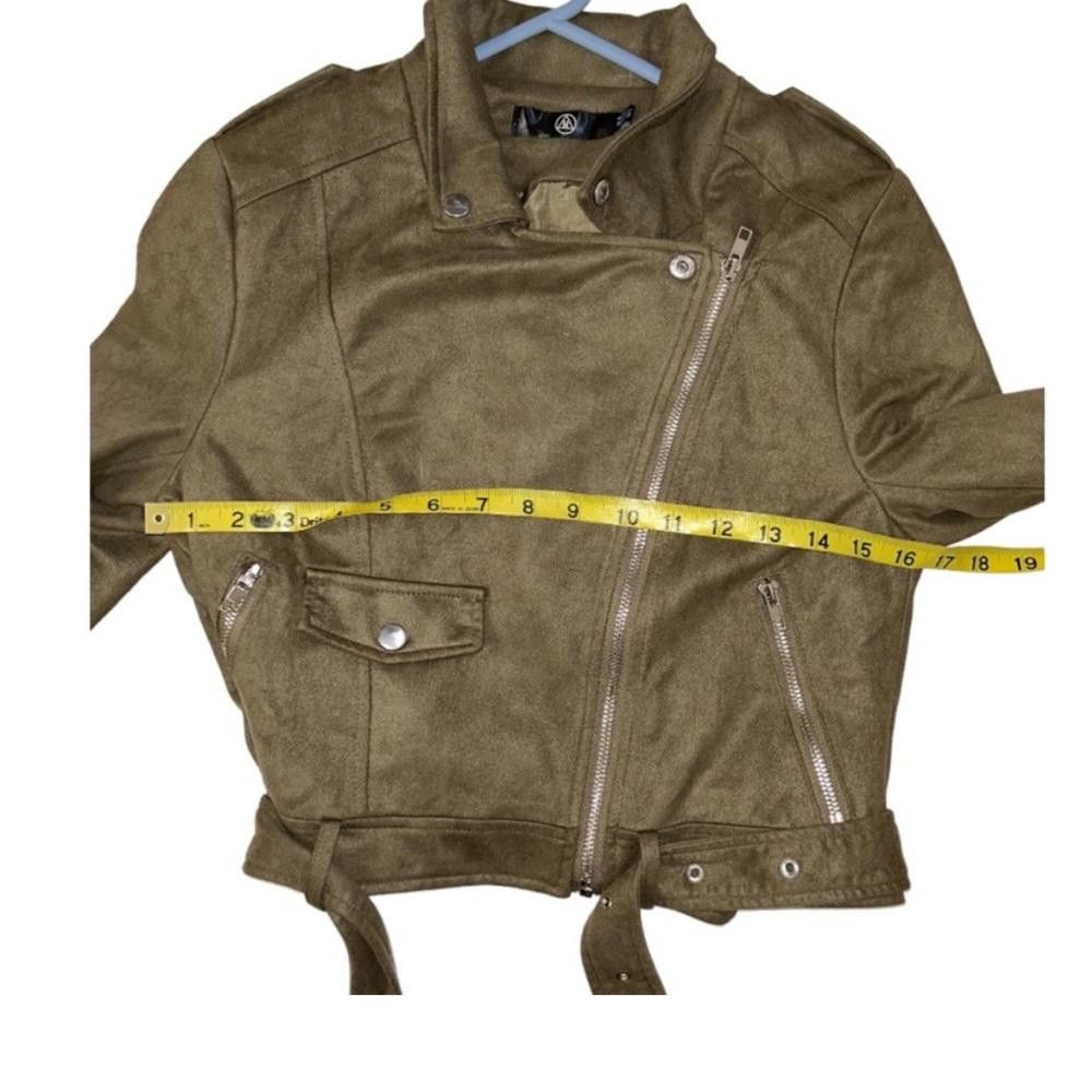 Designer Missguided l Faux Suede Olive Green Moto Jacket Size 2 Size XS / US 0-2 / IT 36-38 - 9 Thumbnail