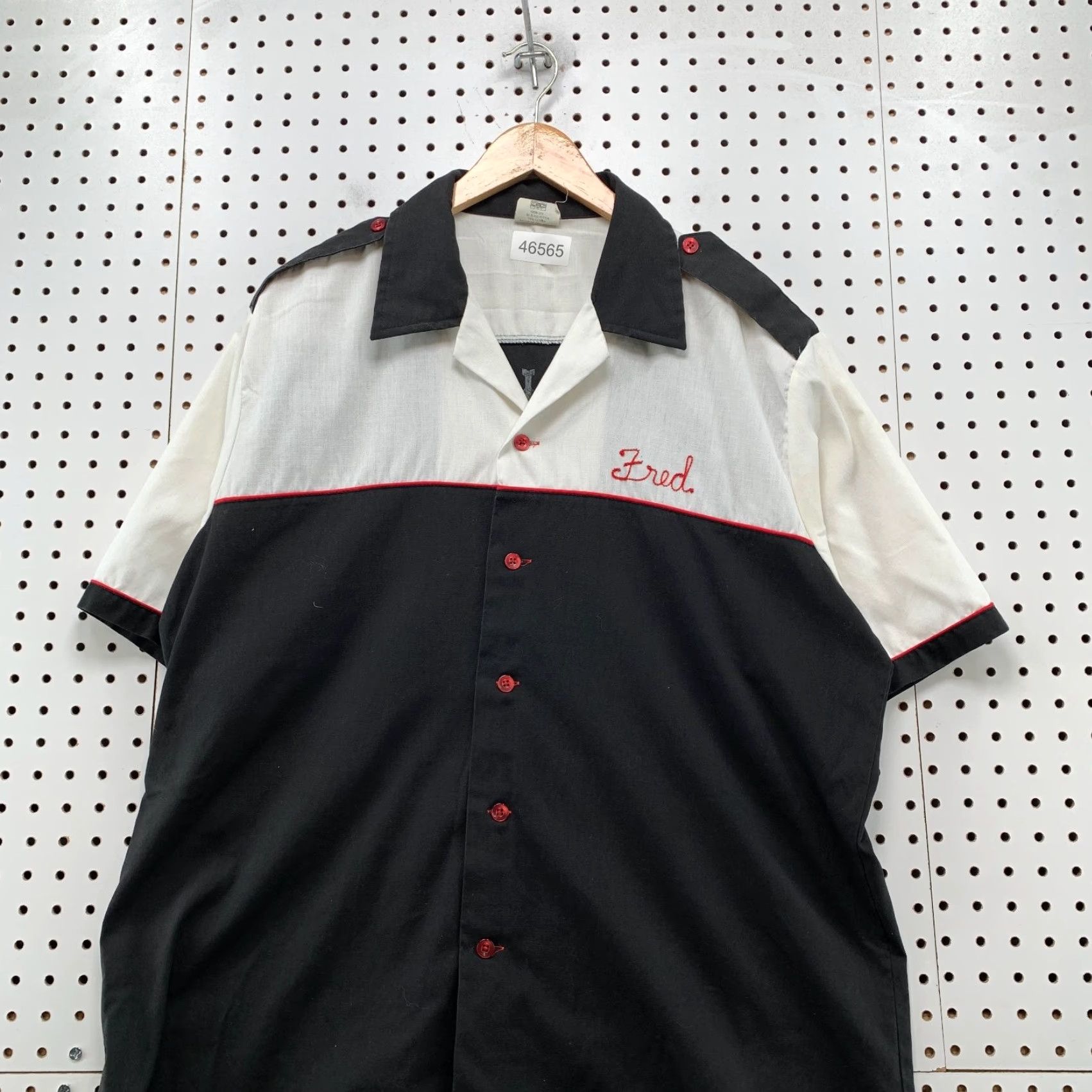 Vintage VINTAGE King Louie Bowling Shirt Men Large Black White Chain Stitch FRED USA Size US L / EU 52-54 / 3 - 5 Thumbnail