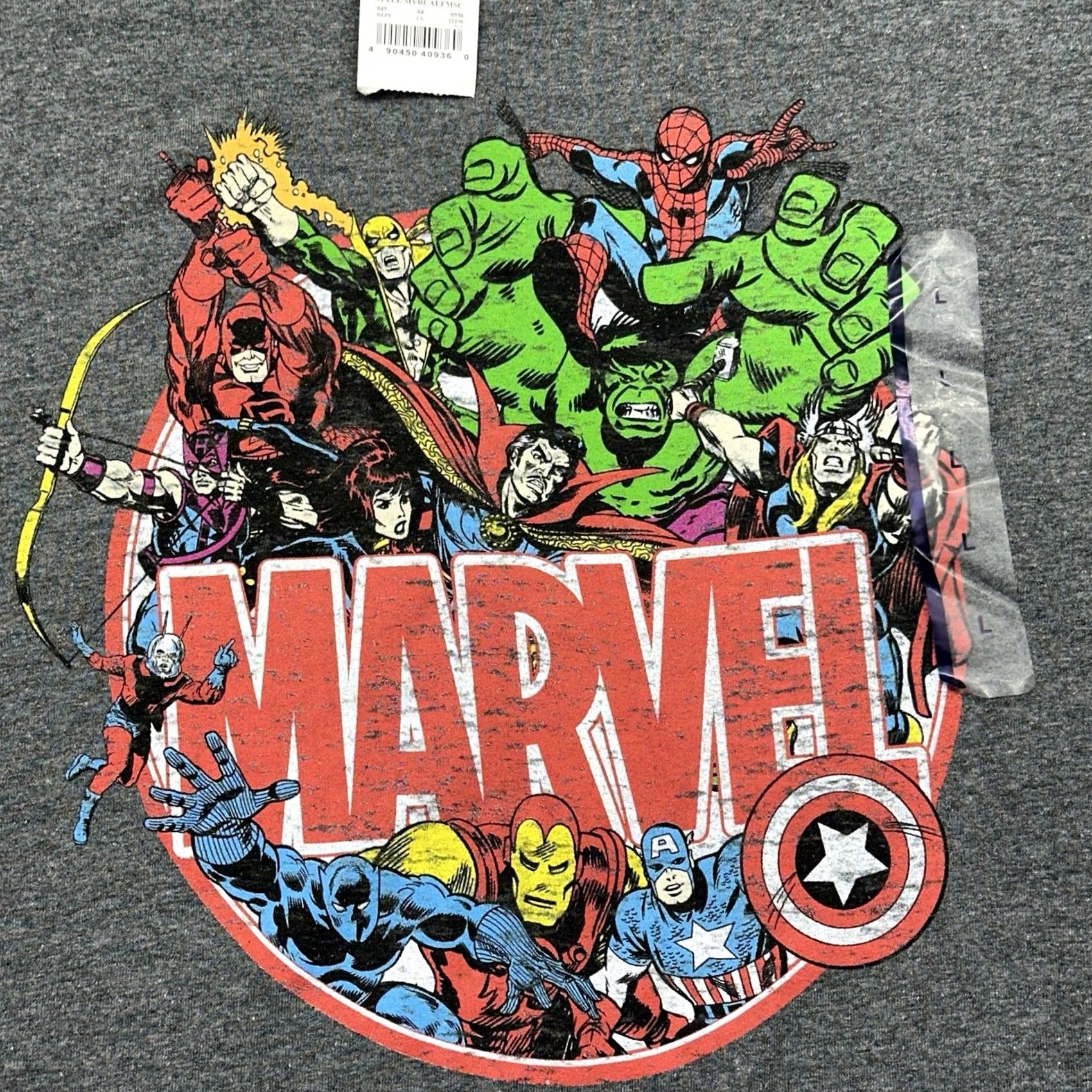 Vintage Marvel Shirt Mens L Gray NWT Avengers Large Comic Book Super Heroes MVRCALFMSC Size US L / EU 52-54 / 3 - 4 Thumbnail