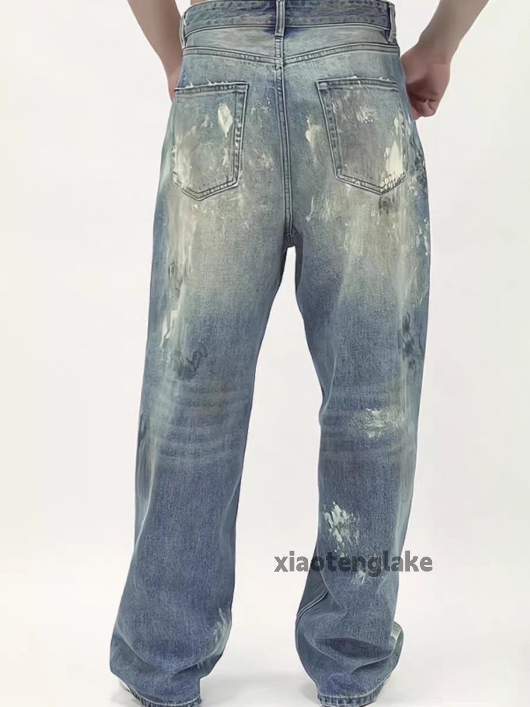 Jean × Vintage Unisex washed faded punk grunge stain paint rusty jeans Size US 34 / EU 50 - 4 Thumbnail
