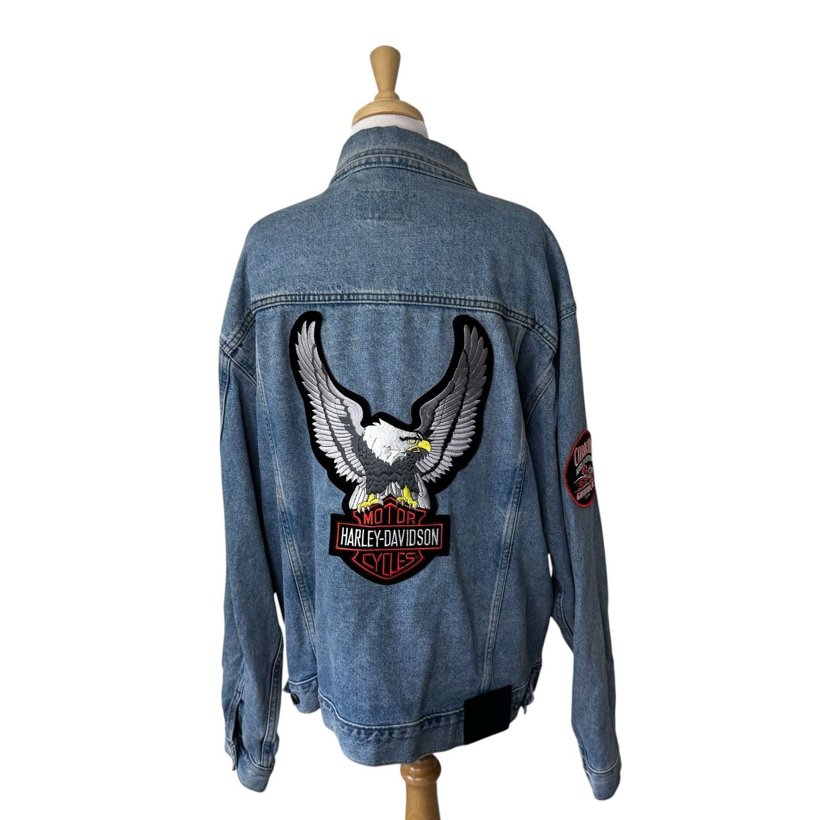 Harley Davidson HARLEY DAVIDSON Denim Jacket with Pins and Eagle Patch Size US XXL / EU 58 / 5 - 1 Thumbnail