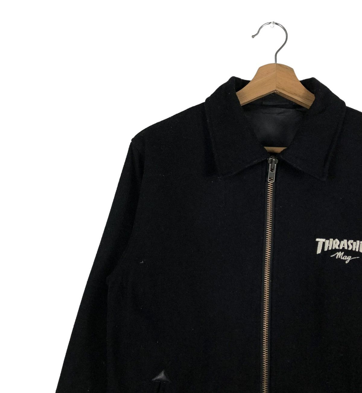 Japanese Brand 🔥VINTAGE BIKER JACKET SKATE THRASHER BIG LOGO PUNK DESIGN Size US M / EU 48-50 / 2 - 12 Thumbnail