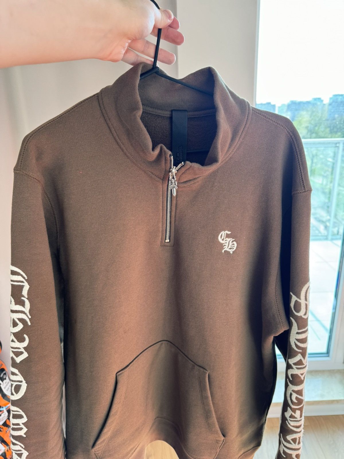 image of Chrome Hearts Slo Ride 1/2 Zip in Brown, Men's (Size XL)