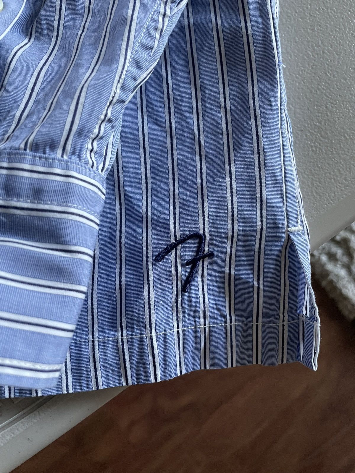 Fender F is for Fender Vintage Ad Tagline Japan Striped Button Up Size US XL / EU 56 / 4 - 4 Thumbnail