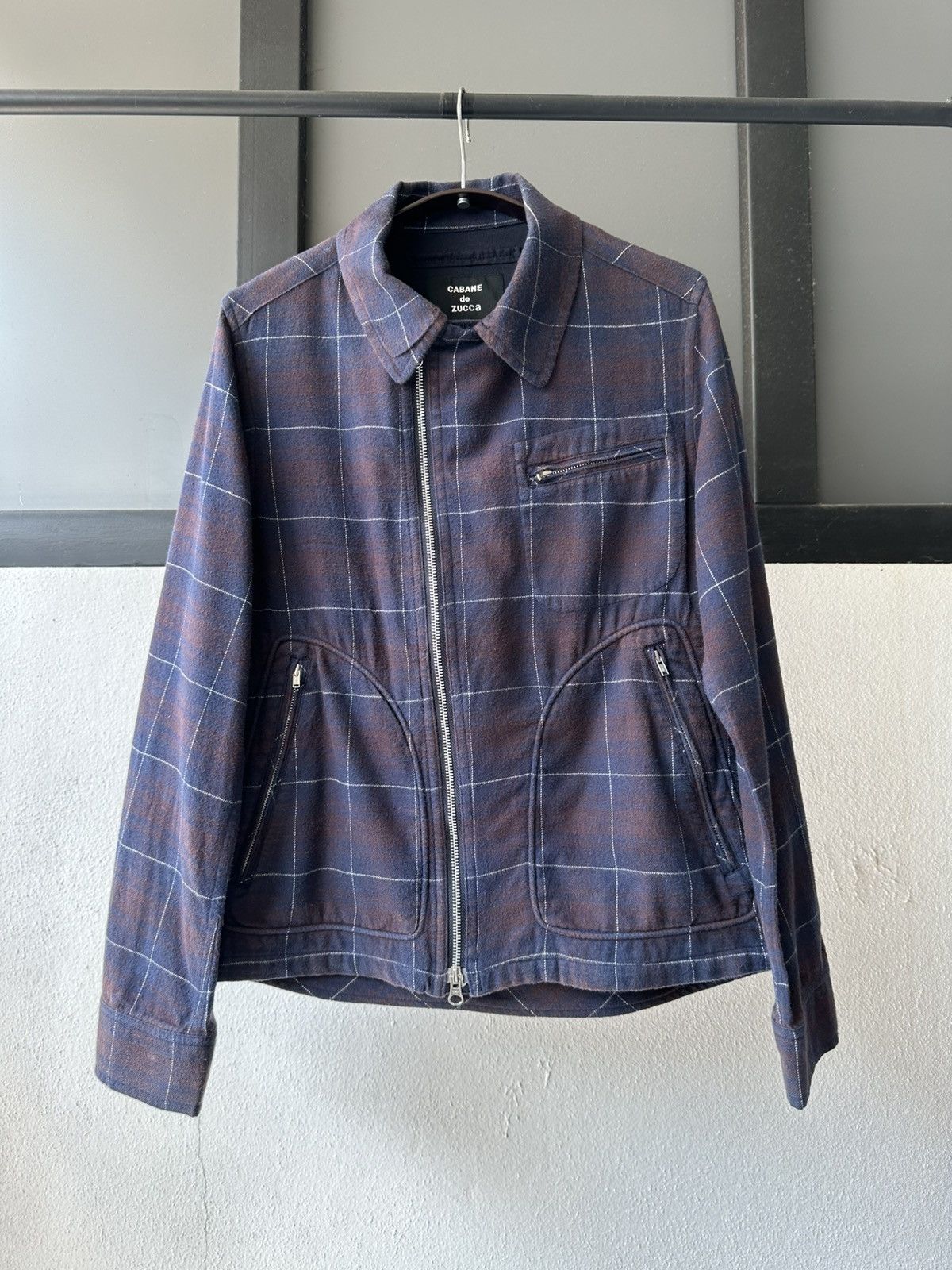 CABANE de ZUCCa 2003 S/S Cabane de Zucca shadow plaid zipper jacket Size US M / EU 48-50 / 2 - 8 Thumbnail