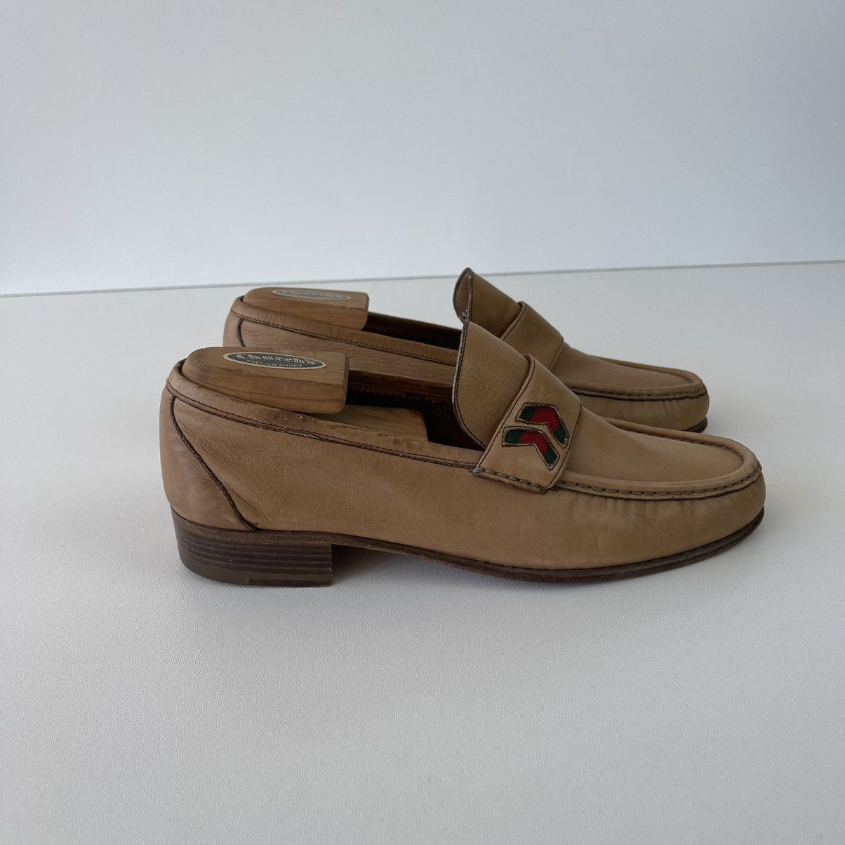 Gucci Gucci Leather Loafers Logo Vintage 80’s-90’s Shoes Beige Size US 7.5 / EU 40-41 - 4 Thumbnail