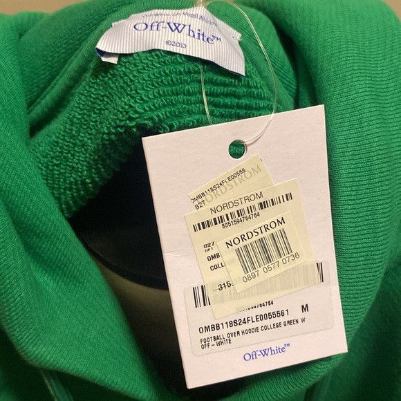 Off-White Off-White Oversize Football Logo Graphic Hoodie in Green (M) Size US M / EU 48-50 / 2 - 7 Thumbnail