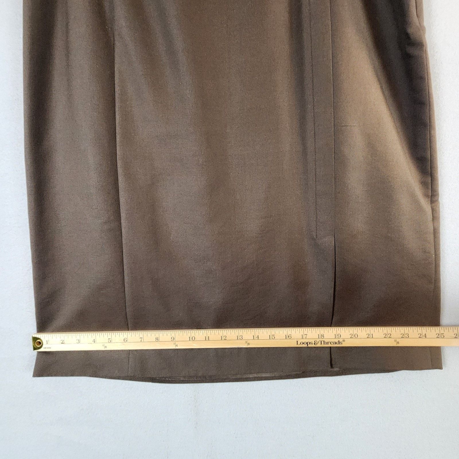 Other Kate Hill Straight Skirt Women’s Size 16 Brown Cotton/Silk Size 38" / US 16 / IT 52 - 5 Thumbnail