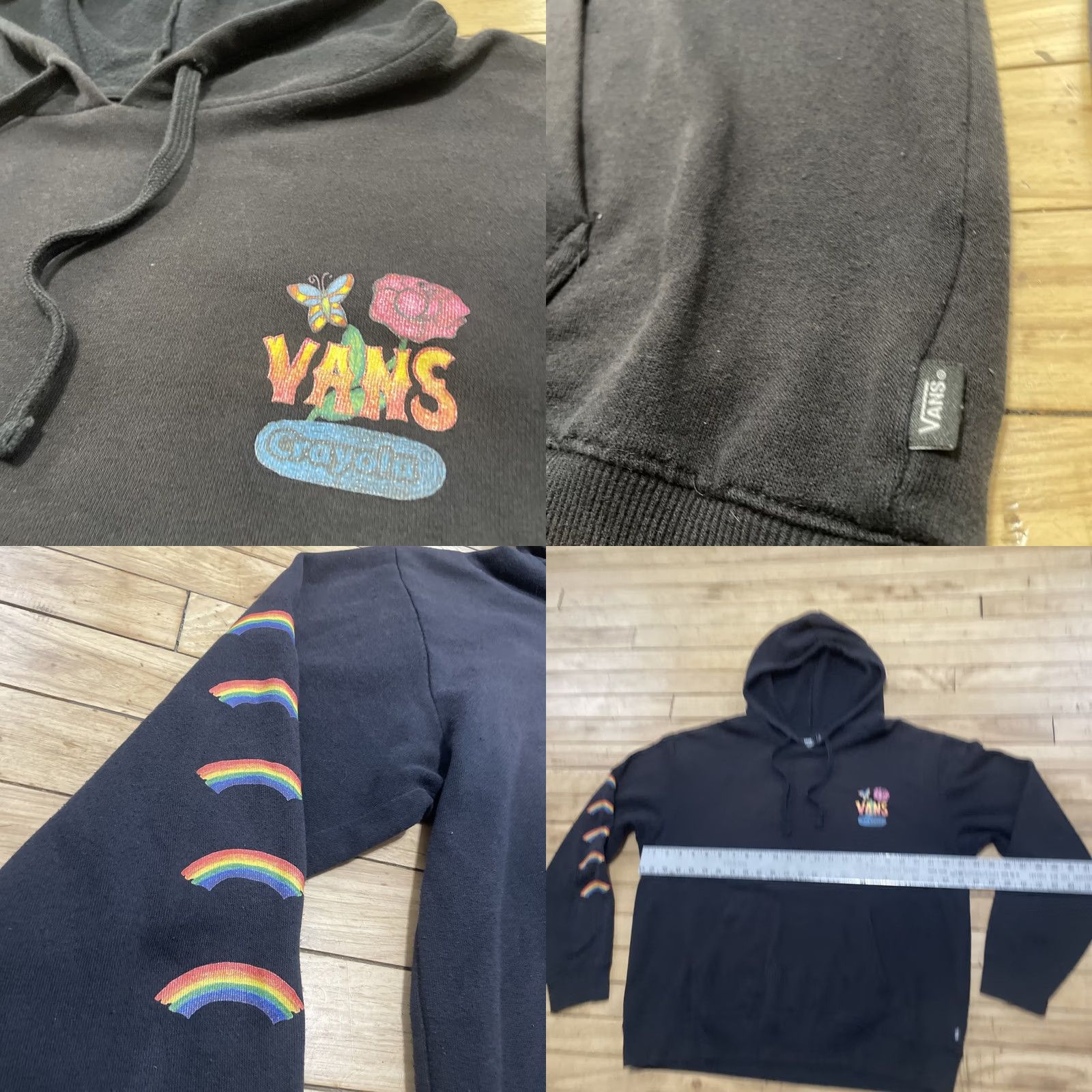 Vans VANS Hoodie Adult XL Black Graphic Floral Crop Crayola Skater School Cement: Pullover, Logo, All Seasons, Lined, Unisex Adults, Streetwear Size XL / US 12-14 / IT 48-50 - 8 Thumbnail