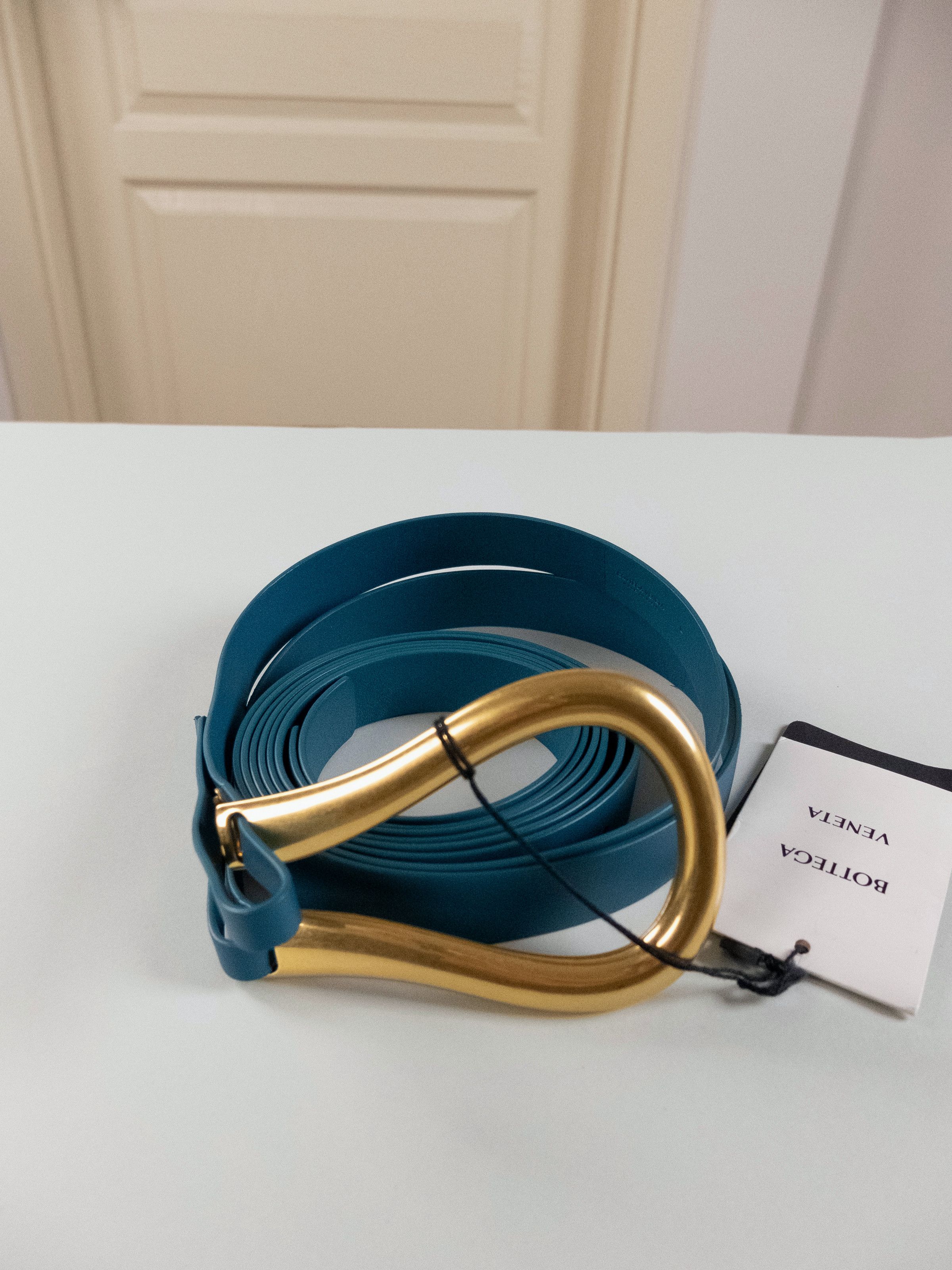 Bottega Veneta BOTTEGA VENETA petrol blue horseshoe buckle belt Large Size ONE SIZE - 1 Thumbnail