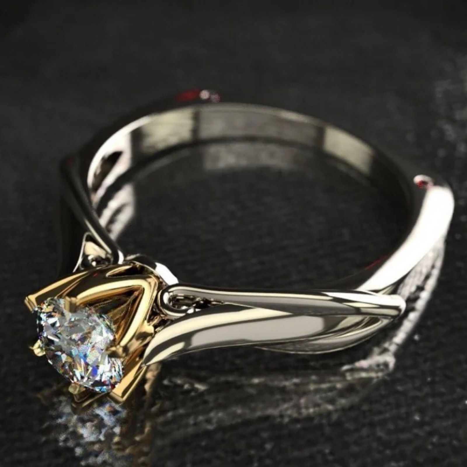 Jewelry 18kt gold and sterling silver 7mm CZ cocktail ring 8 NIB Size ONE SIZE - 13 Thumbnail