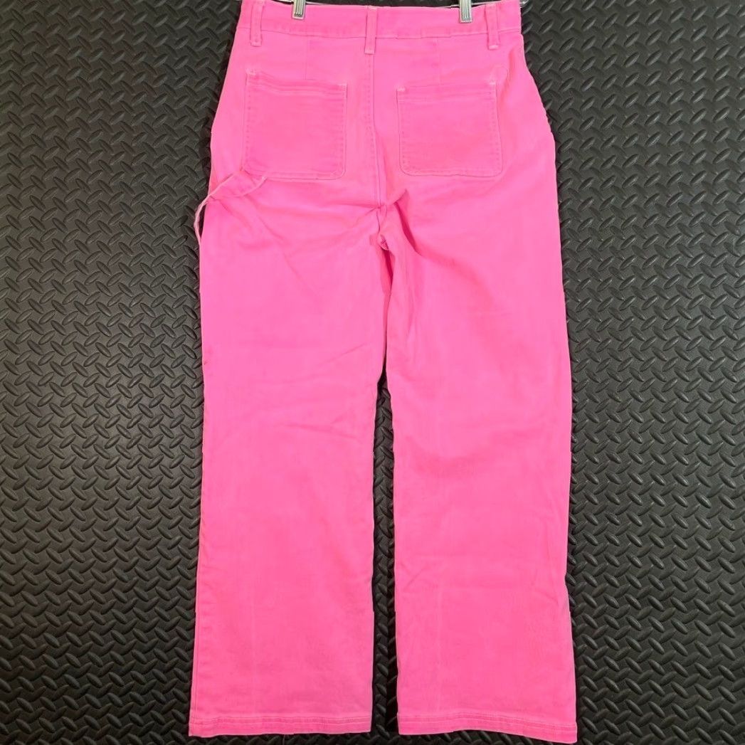 Vintage American Bazi Hot Pink Wide Leg Womens High Waisted Denim Jeans Size 12 13 Pink Wide-Leg Jeans Size 34" / US 12 / IT 48 - 4 Thumbnail