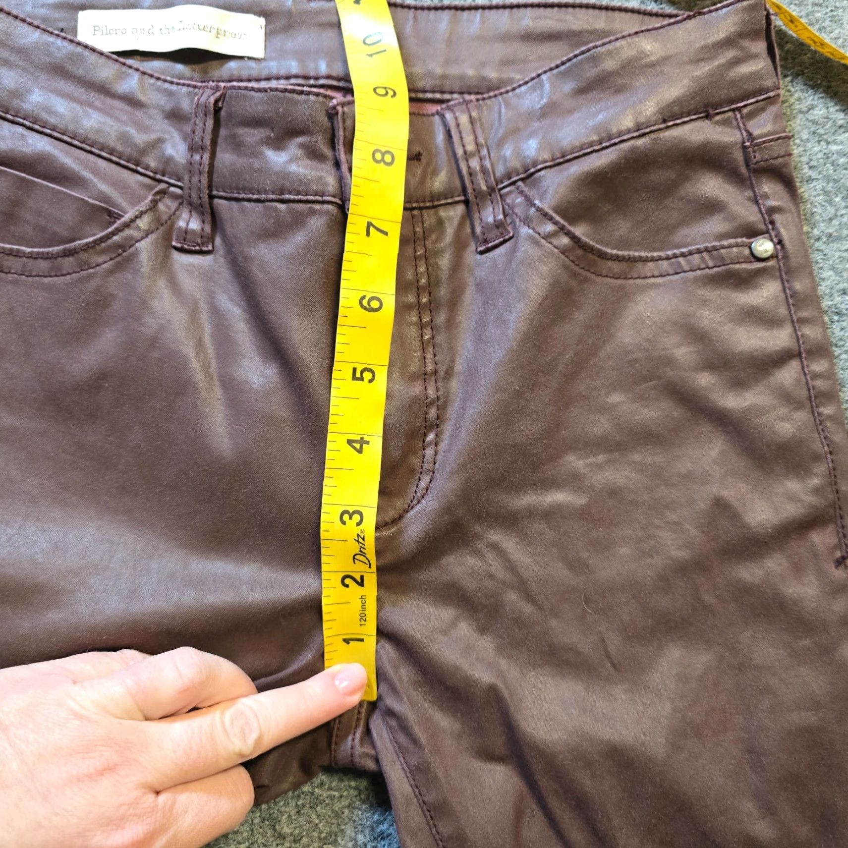 Vintage Pilcro Pants Womens Size 27 Brown Waxed Coated Side Lace Up Faux Leather Casual Size 27" / US 4 / IT 40 - 6 Thumbnail
