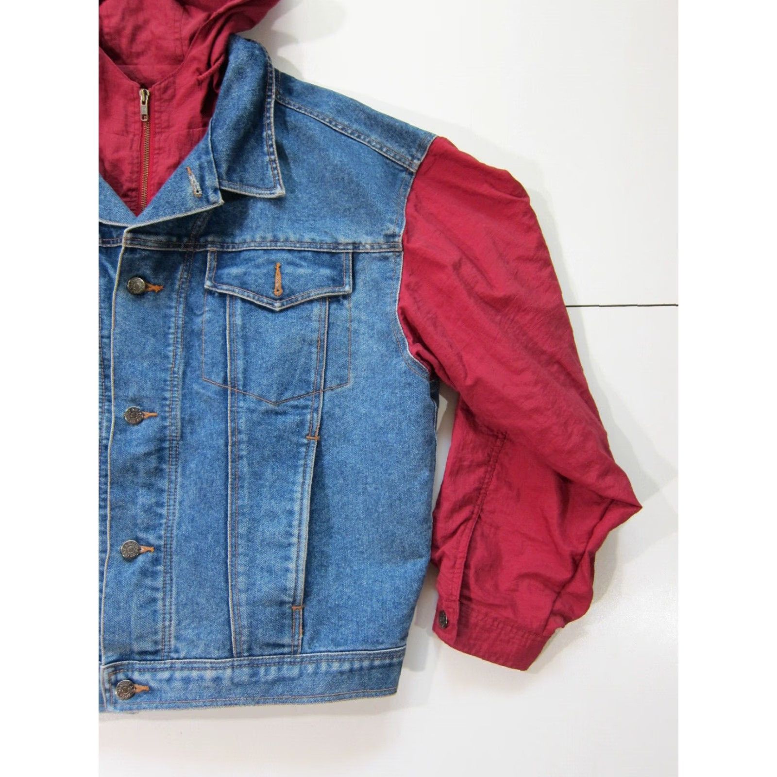 Vintage VINTAGE Arizona Jean Company Logo Red Hood Distressed Denim Jean Jacket Men XL Shirt Mens Jean Jacket Size US 36 / EU 52 - 8 Thumbnail