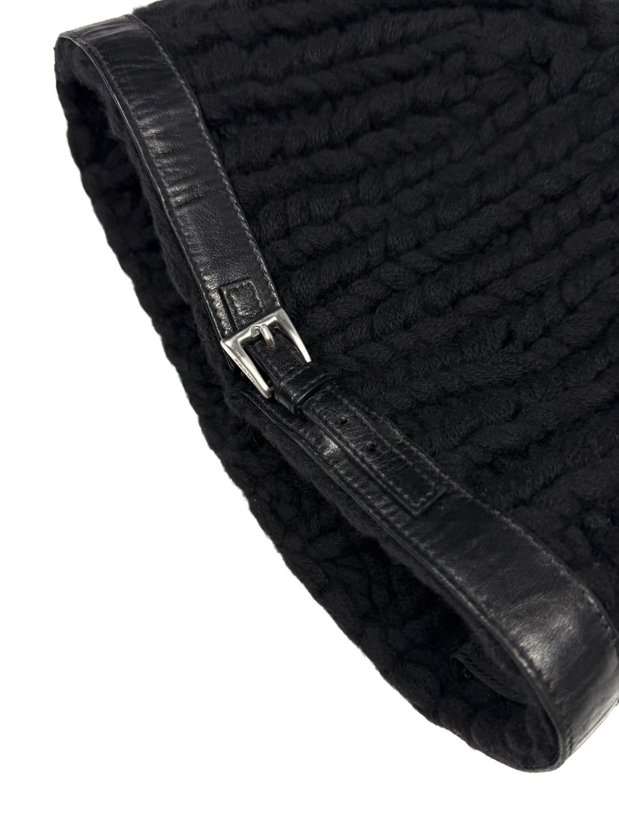 Prada Prada Archive Cashmere Knit Beanie Leather Belt Strap Hat Size ONE SIZE - 11 Thumbnail