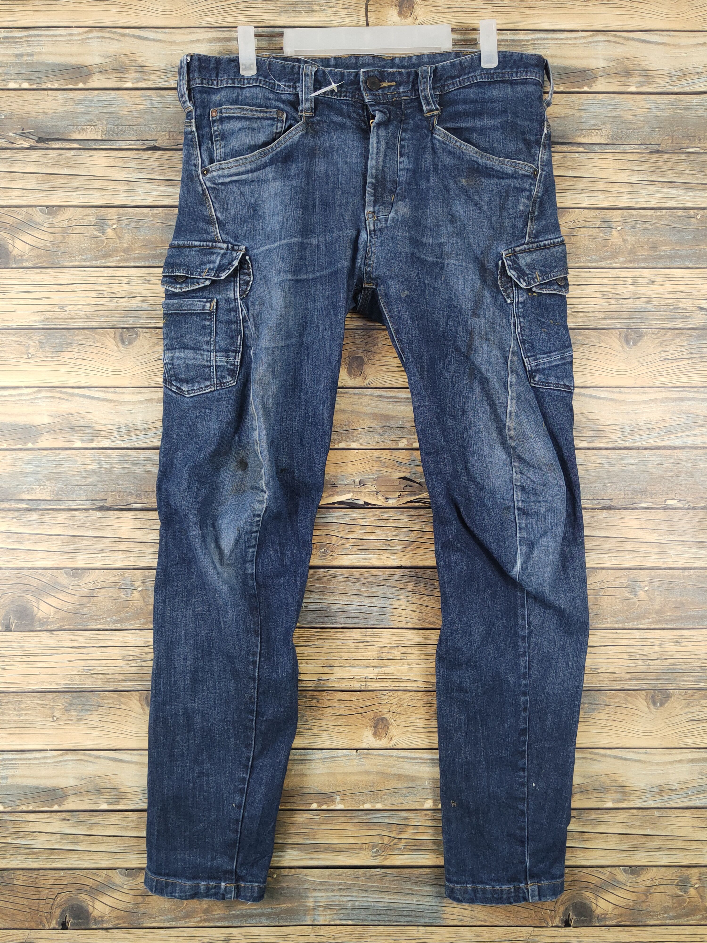 Japanese Brand Evenriver Distressed Ripped denim cargoJeans #W1989 Size 32" / US 10 / IT 46 - 1 Thumbnail
