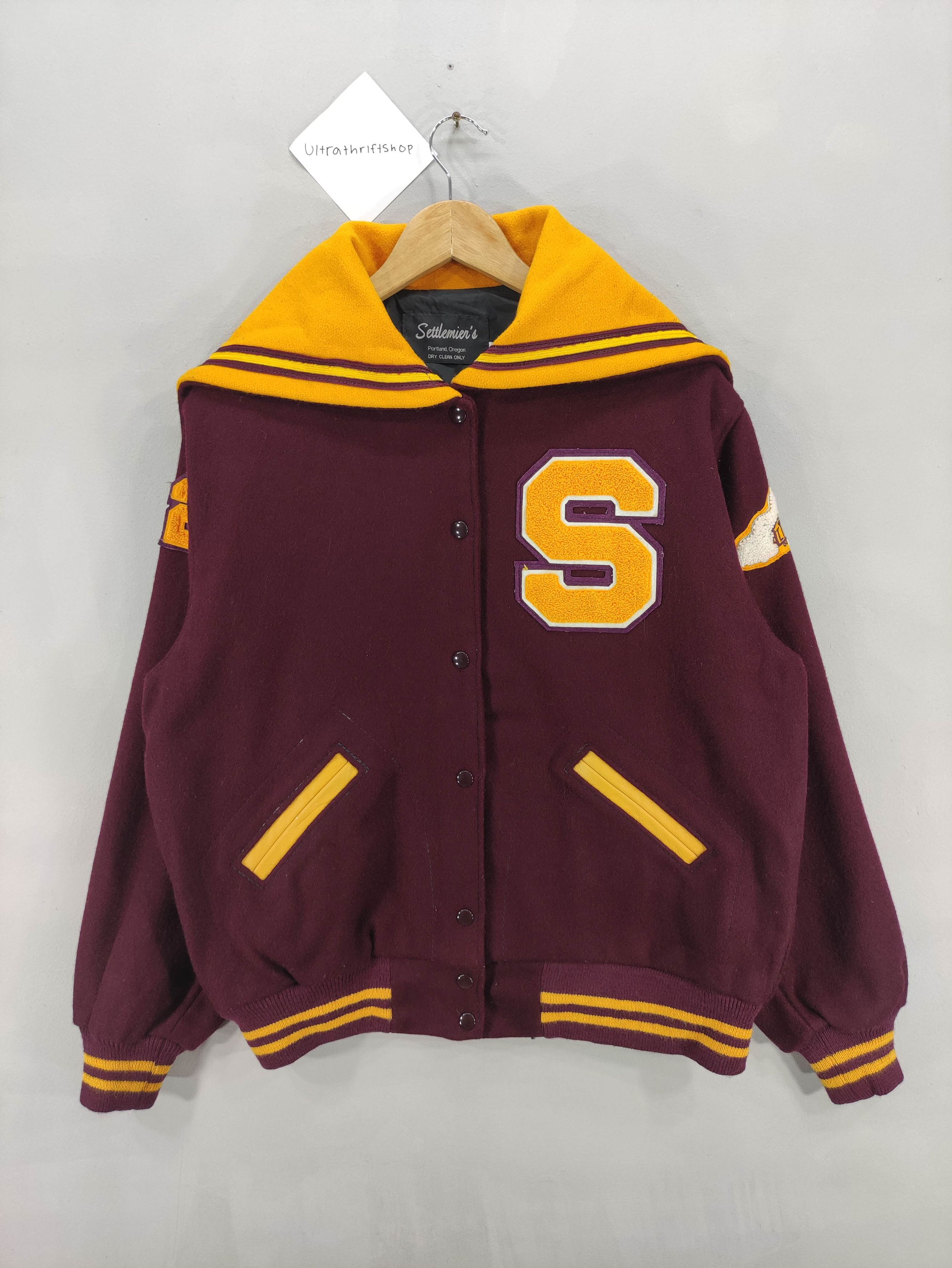 Vintage Vintage Varsity Jacket Settlemien Wool Snap Button Size US L / EU 52-54 / 3 - 1 Thumbnail