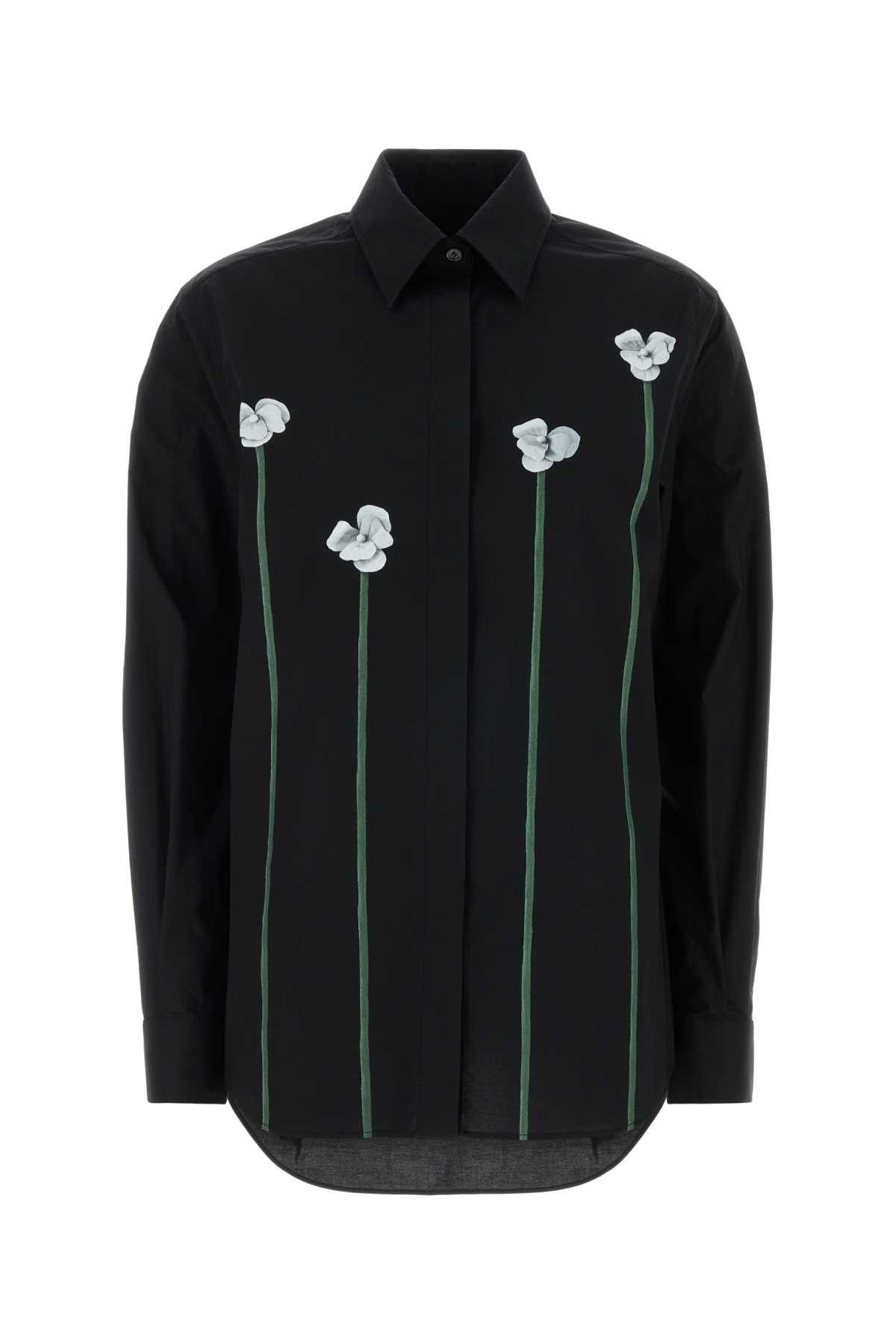 Moschino Black Stretch Poplin Shirt Size M / US 6-8 / IT 42-44 - 1 Thumbnail
