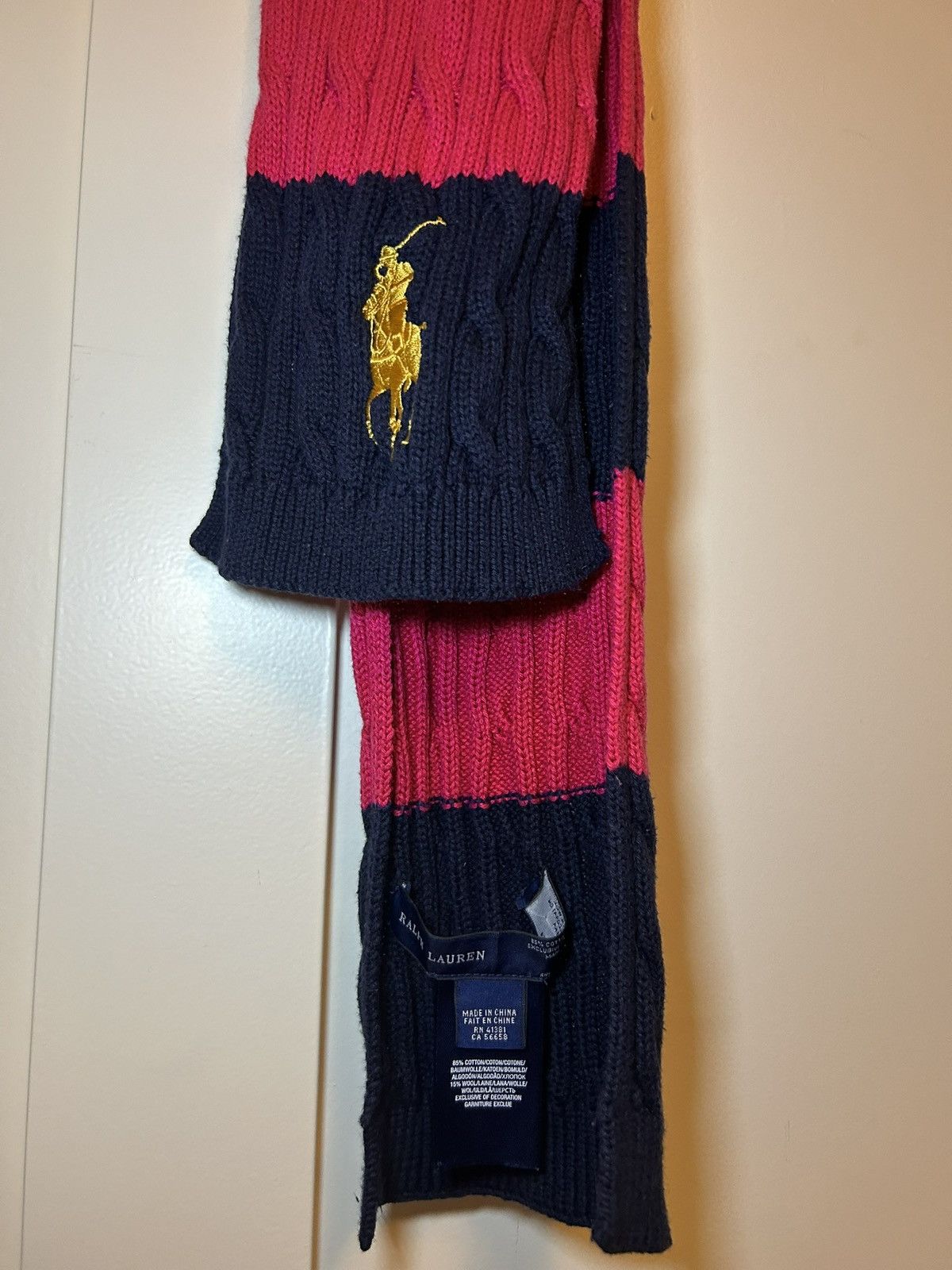 Polo Ralph Lauren Vintage Polo Ralph Lauren big pony cable knit wool scarf Size ONE SIZE - 4 Thumbnail