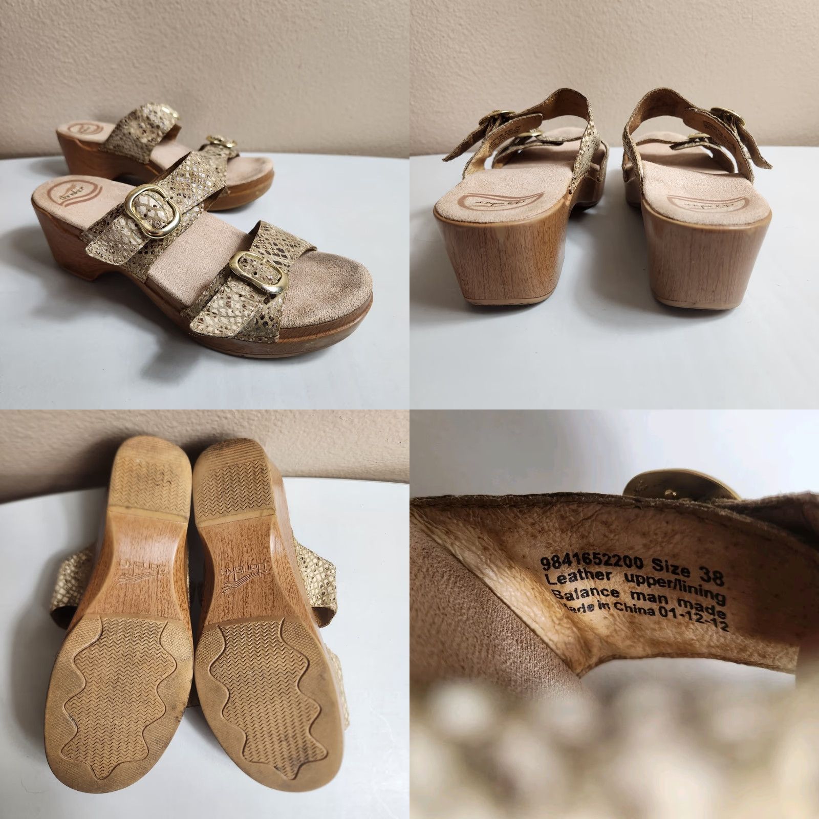 Dansko Dansko Womens Sandal |38| Sophie Beige Snakeskin Slip-On Open Toe Clog Sandals Size US 8 / IT 38 - 8 Thumbnail